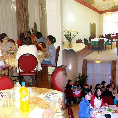 Students enjoying meals