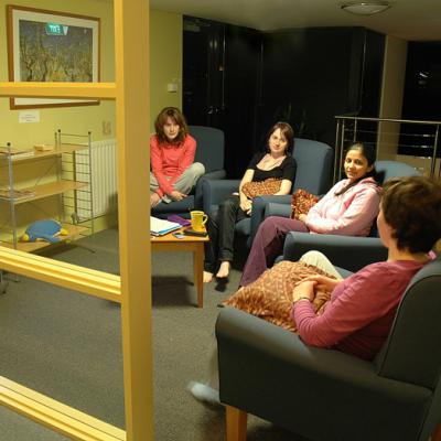 Students watching TV