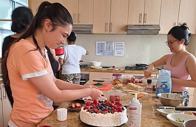 A hive of activity in the student kitchen